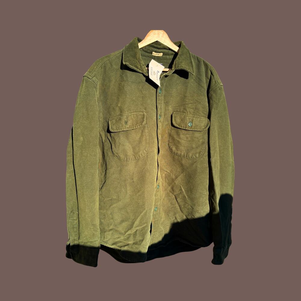 J.Crew Chamois Shirt | Olive Green Cotton | XXL Slim